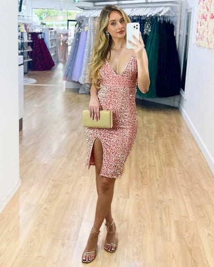 Fashion New Furcal Lower Hem Sequined Camouflage Tight Braces Dress