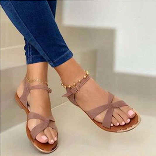 Flat Bottom 36-42  Toe Buckle Casual Sandals Women