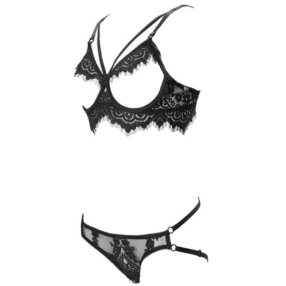 Women's Rose Pattern Lingerie Lace Two Piece Set