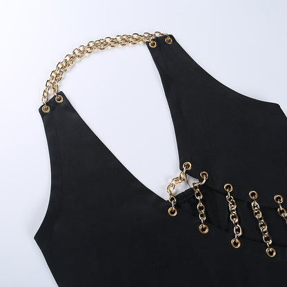 Fashion Halter Neck Sexy Hollow Bag Hip Dress