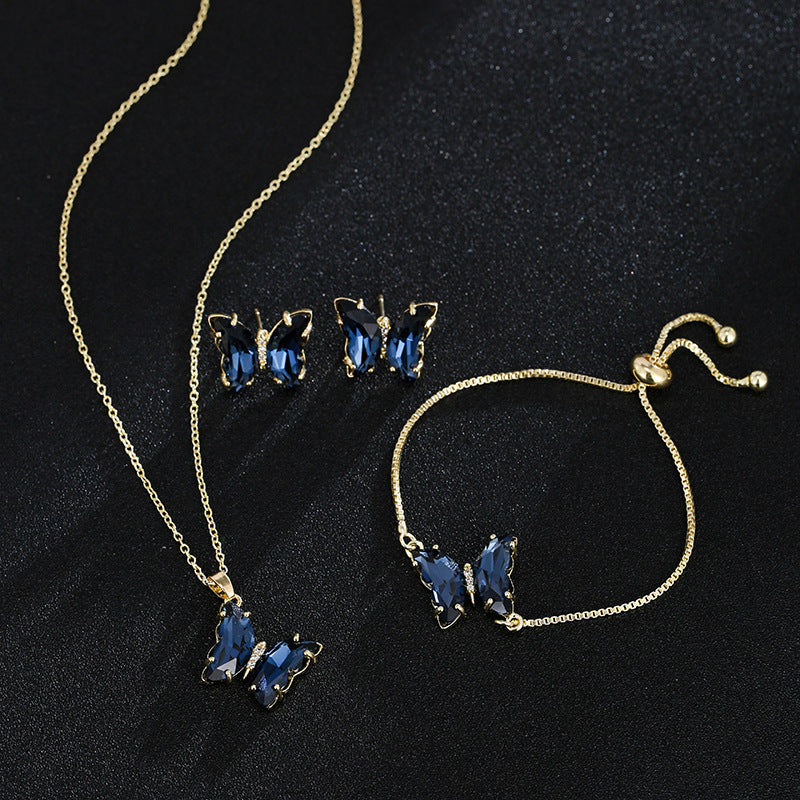 New Butterfly Necklace Jewelry Set