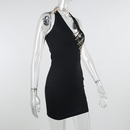 Fashion Halter Neck Sexy Hollow Bag Hip Dress