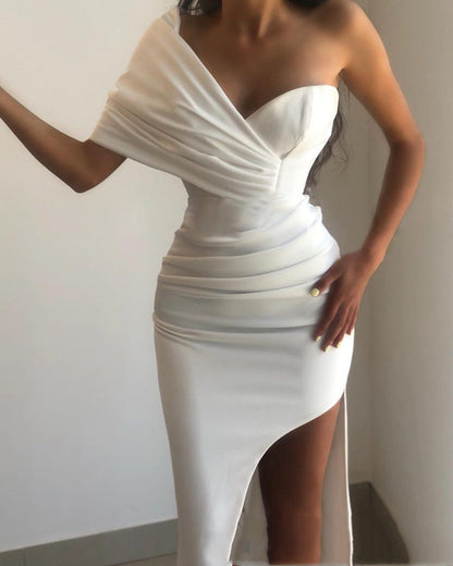 V-neck Mesh Stitching Fashion Elegant Mature Ladies Dress