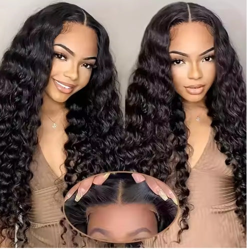 Glueless Wigs Human Hair Pre Plucked Pre Cut 200 Density Transparent HD Lace Frontal Wigs  Loose Deep Wave Wigs